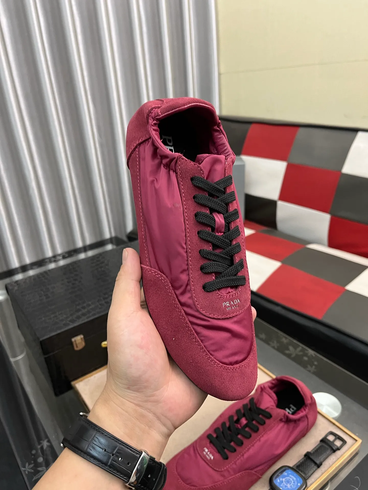 Men's shoes 💰500⌚️⌚️【PRADA】Prada - high-end quality original order 🔍🔍🔍 casual sports shoes - Upper: 🔝Nappa calfskin, brand high mercerized canvas, shoe body brand metal fasteners, tongue silk screen brand logo - Lining: water-dyed cowhide - Outsole: ultra-light TPU foam; molded outsole -Ultra-high quality control and fine workmanship: outstanding (high-end, extravagance, class) -Size: 38-446️⃣colors available